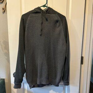 Ocean Current Mens‎ XL Grey Waffle Knit Hooded Sweater Raglan Pullover Hoodie